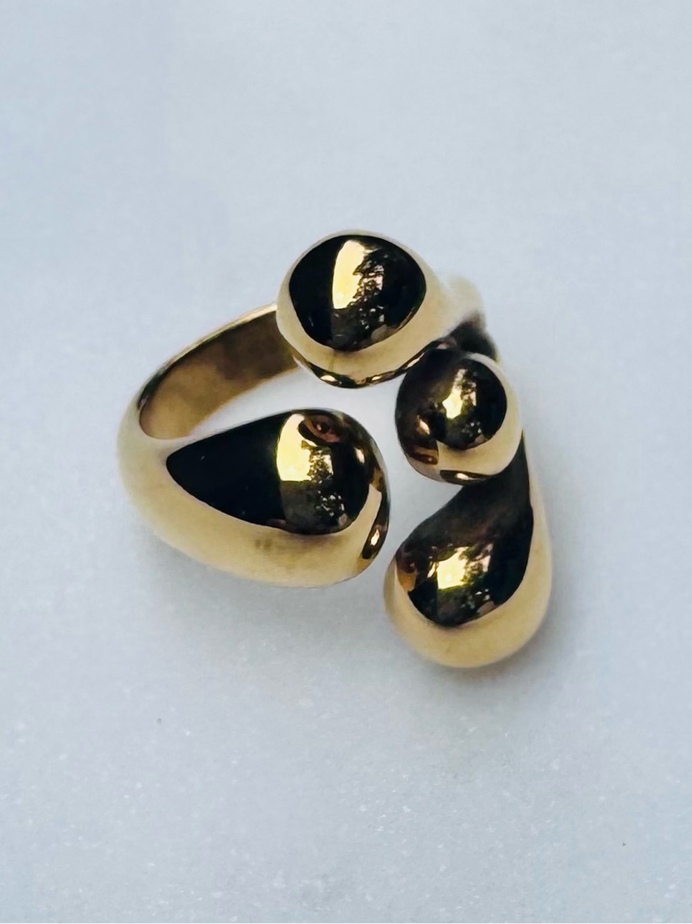 Gold Sculptural Chunky Bubble Ring - Women's Waterproof Jewelry.